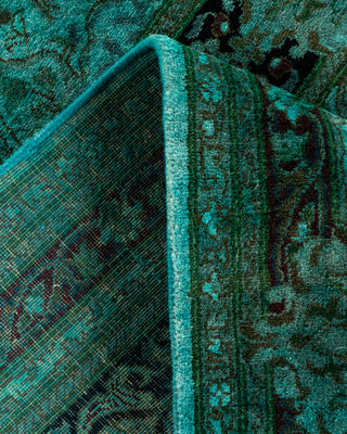 Contemporary Hand Knotted Overdyed Blue Runner 3' 0" x 9' 2"