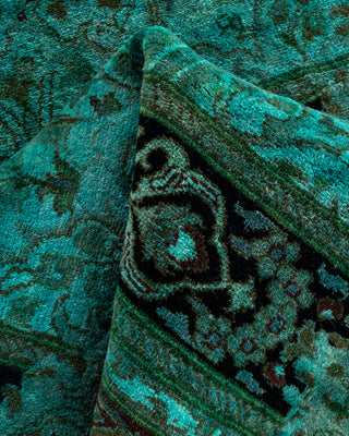 Contemporary Hand Knotted Overdyed Blue Runner 3' 0" x 9' 2"