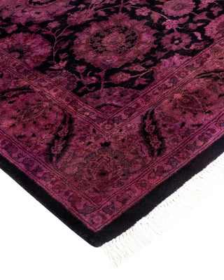 Modern Overdyed Hand Knotted Wool Purple Runner 3' 1" x 8' 1"