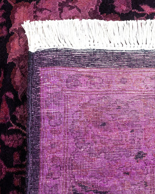 Contemporary Hand Knotted Overdyed Purple Runner 3' 1" x 8' 1"