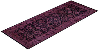 Contemporary Hand Knotted Overdyed Purple Runner 3' 1" x 8' 1"