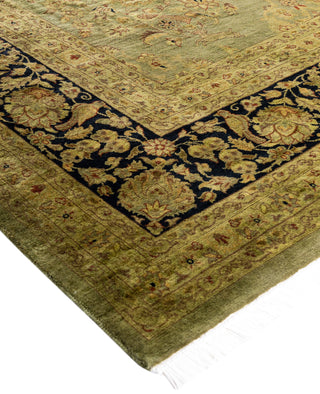 Overdyed Hand-Knotted Wool Modern-Contemporary Green Area Rug 9' 1" x 12' 1"