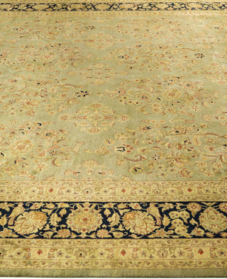 Overdyed Hand-Knotted Wool Modern-Contemporary Green Area Rug 9' 1" x 12' 1"