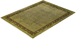 Overdyed Hand-Knotted Wool Modern-Contemporary Green Area Rug 9' 1" x 12' 1"