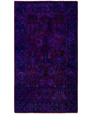 Contemporary Overdyed Wool Hand Knotted Purple Area Rug 3' 1" x 5' 2"