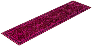 Modern Overdyed Hand Knotted Wool Pink Runner 2' 7" x 10' 2"