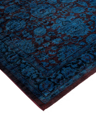 Modern Overdyed Hand Knotted Wool Navy Runner 2' 6" x 12' 1"