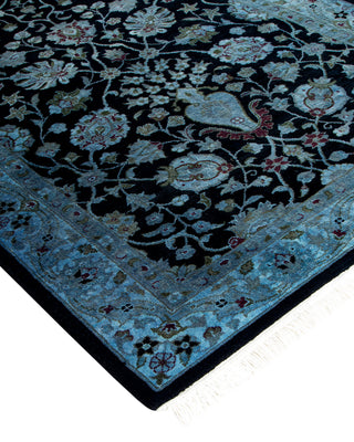 Modern Overdyed Hand Knotted Wool Black Runner 2' 7" x 10' 8"