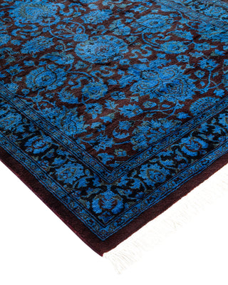 Modern Overdyed Hand Knotted Wool Blue Runner 2' 6" x 12' 1"