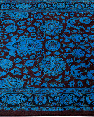 Contemporary Hand-Knotted Overdyed Blue Runner 2' 6" x 12' 1"