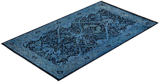 Contemporary Hand-Knotted Overdyed Blue Area Rug 3' 2" x 5' 5"