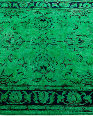 Contemporary Hand-Knotted Overdyed Green Runner 2' 7" x 10' 4"