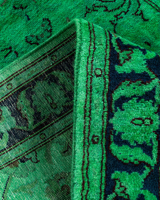 Contemporary Hand-Knotted Overdyed Green Runner 2' 7" x 10' 4"