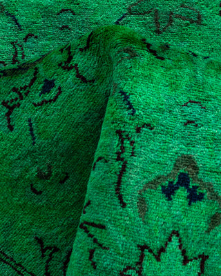 Contemporary Hand-Knotted Overdyed Green Runner 2' 7" x 10' 4"
