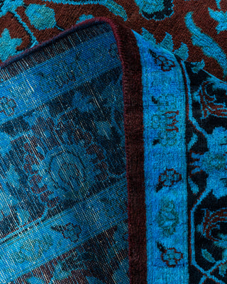 Contemporary Hand Knotted Overdyed Blue Area Rug 4' 2" x 6' 5"