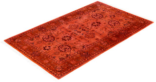 Contemporary Overdyed Wool Hand Knotted Pink Area Rug 2' 7" x 4' 3"
