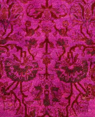 Contemporary Overdyed Wool Hand Knotted Purple Runner 2' 8" x 4' 1"