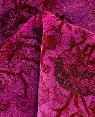 Contemporary Overdyed Wool Hand Knotted Purple Runner 2' 8" x 4' 1"