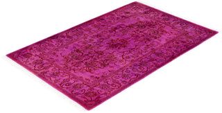 Contemporary Overdyed Wool Hand Knotted Purple Runner 2' 8" x 4' 1"