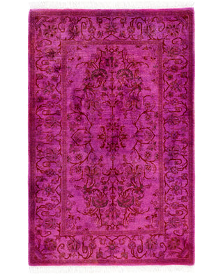 Contemporary Overdyed Wool Hand Knotted Purple Runner 2' 8" x 4' 1"