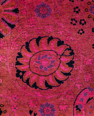 Overdyed Hand-Knotted Wool Modern-Contemporary Pink Runner 3' 1" x 12' 7"