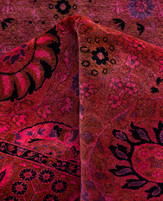 Overdyed Hand-Knotted Wool Modern-Contemporary Pink Runner 3' 1" x 12' 7"