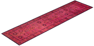 Overdyed Hand-Knotted Wool Modern-Contemporary Pink Runner 3' 1" x 12' 7"