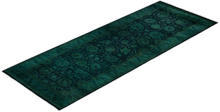 Contemporary Overdyed Wool Hand Knotted Black Runner 3' 1" x 8' 3"