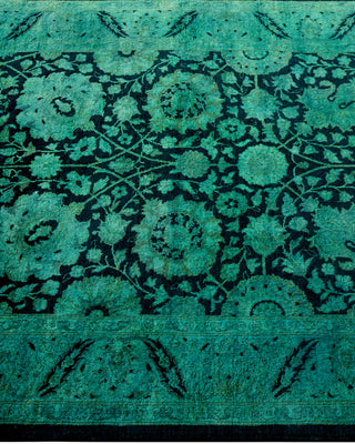 Contemporary Hand Knotted Overdyed Green Runner 3' 0" x 12' 6"