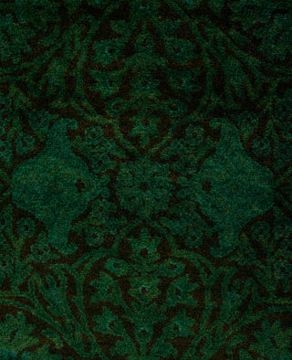 Contemporary Overdyed Wool Hand Knotted Green Runner 2' 7" x 8' 3"