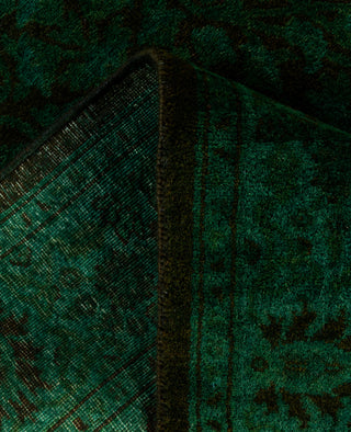 Contemporary Overdyed Wool Hand Knotted Green Runner 2' 7" x 8' 3"