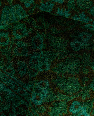 Contemporary Overdyed Wool Hand Knotted Green Runner 2' 7" x 8' 3"