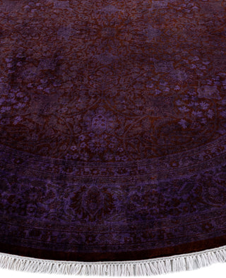 Overdyed One-of-a-Kind Wool Purple Round Area Rug 6' 1" x 6' 1"