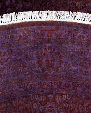 Overdyed One-of-a-Kind Wool Purple Round Area Rug 6' 1" x 6' 1"