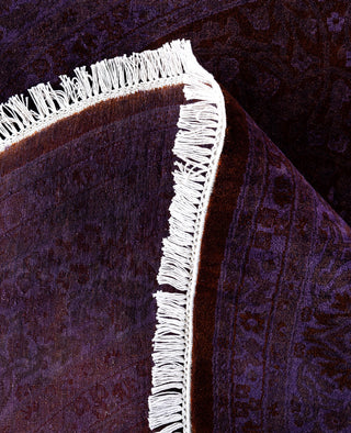 Overdyed One-of-a-Kind Wool Purple Round Area Rug 6' 1" x 6' 1"