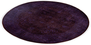 Overdyed One-of-a-Kind Wool Purple Round Area Rug 6' 1" x 6' 1"