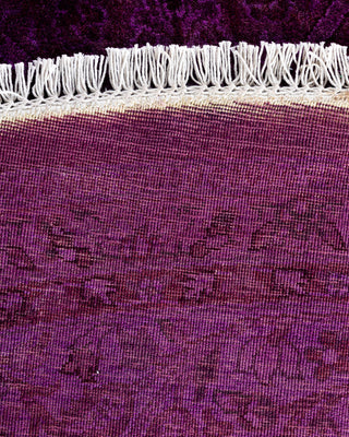 Contemporary Hand-Knotted Overdyed Purple Round Area Rug 6' 1" x 6' 1"