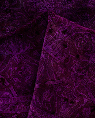 Contemporary Hand-Knotted Overdyed Purple Round Area Rug 6' 1" x 6' 1"