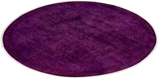 Contemporary Overyed Wool Hand Knotted Purple Round Area Rug 6' 1" x 6' 1"
