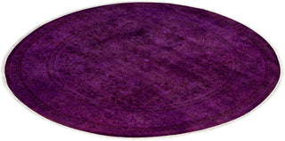 Contemporary Hand-Knotted Overdyed Purple Round Area Rug 6' 1" x 6' 1"