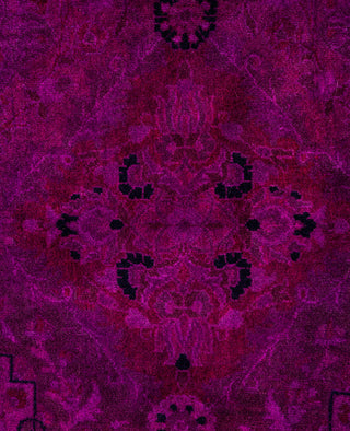 Contemporary Overdyed Wool Hand Knotted Purple Round Area Rug 8' 1" x 8' 1"
