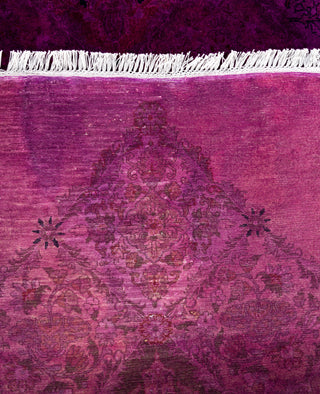 Contemporary Overdyed Wool Hand Knotted Purple Round Area Rug 8' 1" x 8' 1"