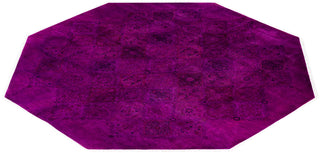 Contemporary Overdyed Wool Hand Knotted Purple Round Area Rug 8' 1" x 8' 1"