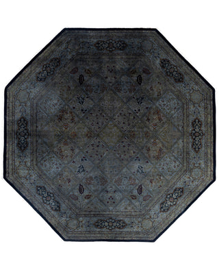 Overdyed One-of-a-Kind Wool Gray Octagon Area Rug 7' 1" x 7' 1"