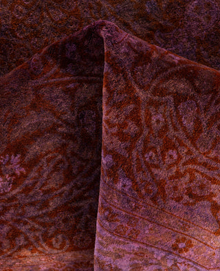 Overdyed One-of-a-Kind Wool Purple Octagon Area Rug 6' 1" x 6' 1"