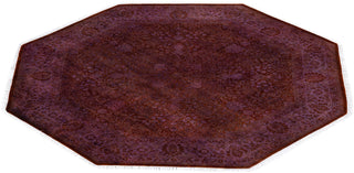 Overdyed One-of-a-Kind Wool Purple Octagon Area Rug 6' 1" x 6' 1"