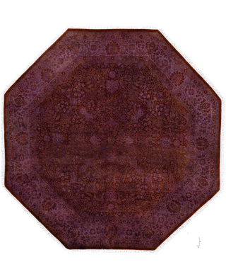 Overdyed One-of-a-Kind Wool Purple Octagon Area Rug 6' 1" x 6' 1"