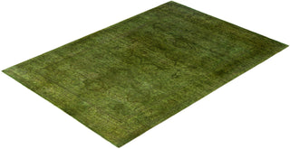 Contemporary Overdyed Wool Hand Knotted Green Area Rug 4' 2" x 6' 0"