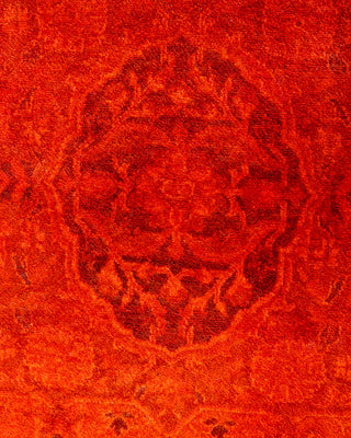Contemporary Hand-Knotted Overdyed Orange Area Rug 4' 1" x 6' 0"