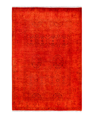 Contemporary Overyed Wool Hand Knotted Orange Area Rug 4' 1" x 6' 0"